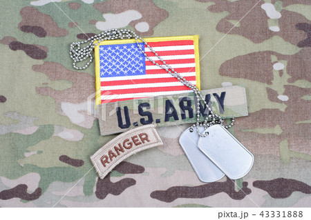 US ARMY ranger tab, flag patch, with dog tag  43331888