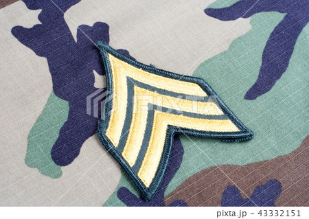 US ARMY Sergeant rank patch on camouflage uniform US ARMY Sergeant rank patch on camouflage uniform 43332151