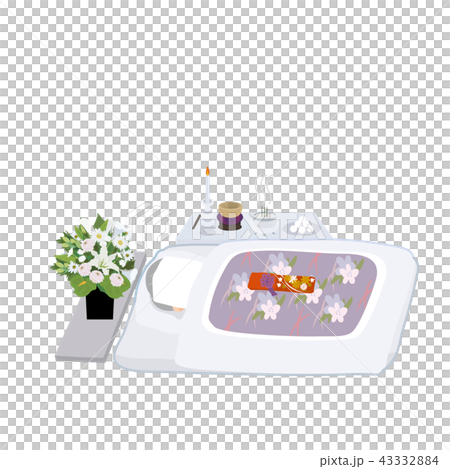 枕飾り　イラスト　三具足　花立　線香立　燭台 43332884