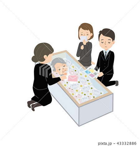 納棺　イラスト　故人　遺族 43332886