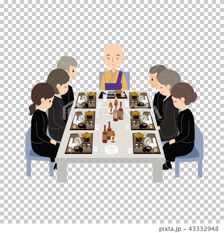 通夜ぶるまい お通夜 会食 イラストのイラスト素材