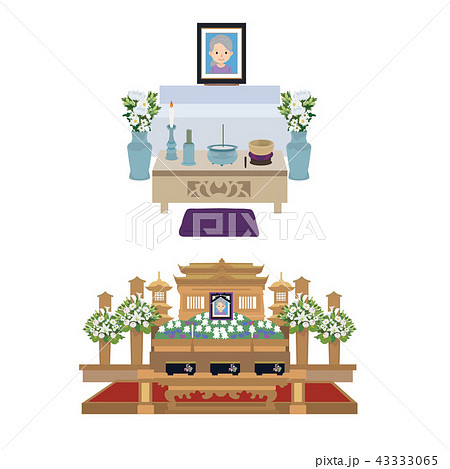 葬儀 祭壇 イラスト 自宅葬 のイラスト素材