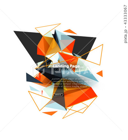 Triangular design abstract background, landing page. Low poly style colorful triangles on white 43333067