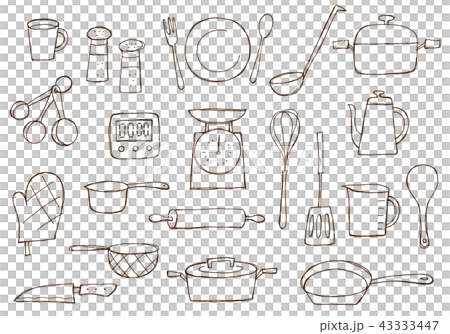 廚房雜項線描例證 43333447