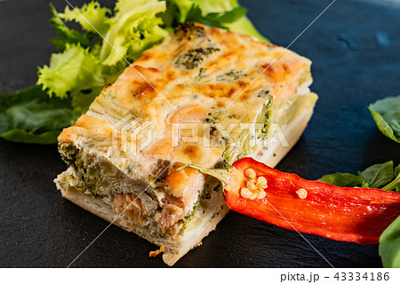 vegetable casserole  on black background 43334186