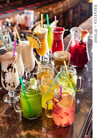 cocktails and lemonades in the bar 43334368