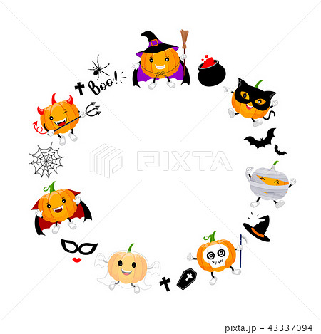 Halloween elements in circle shape Halloween elements in circle shape 43337094