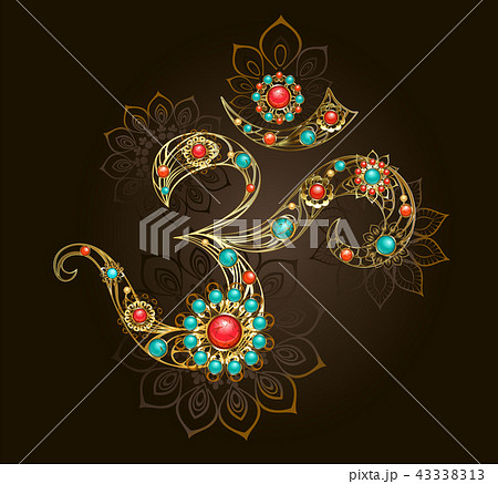Symbol of Om with turquoise 43338313