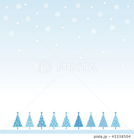 クリスマスツリーと雪の結晶の背景イラストのイラスト素材