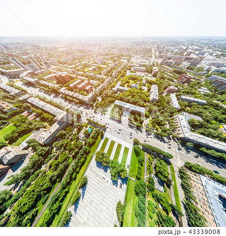 Aerial city view with roads, houses and buildings. 43339008