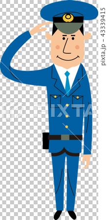 敬礼する警察官 43339415