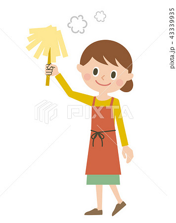 女性　掃除　はたき 43339935