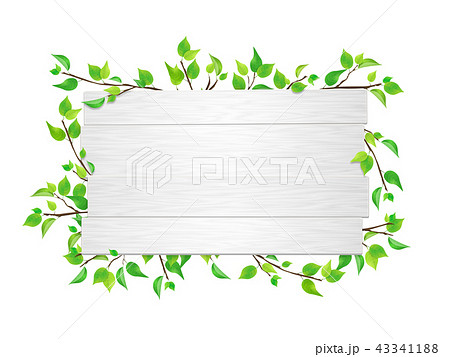 白木の看板 葉っぱ Png 切り抜き素材 のイラスト素材 43341188 Pixta