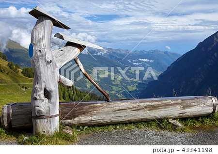 Water tap in a wooden stump at Grossglockner Water tap in a wooden stump at Grossglockner 43341198