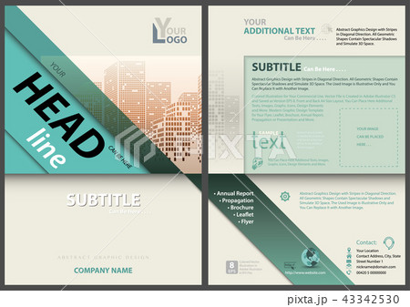 Flyer Template with Stripes and City Skyline Flyer Template with Stripes and City Skyline 43342530
