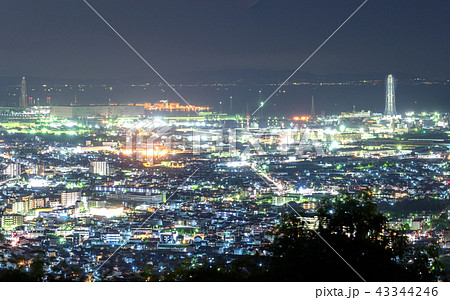 京見山、山頂から姫路方面の夜景（兵庫県姫路市広畑区則直）※作品コメント欄に撮影位置あり 43344246