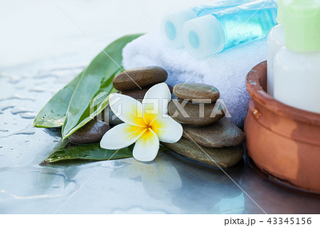 Spa or wellness setting with cream tubes Spa or wellness setting with cream tubes 43345156