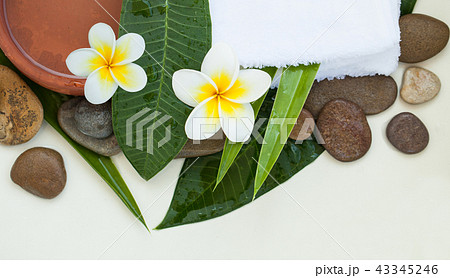 Spa or wellness background with white towels 43345246