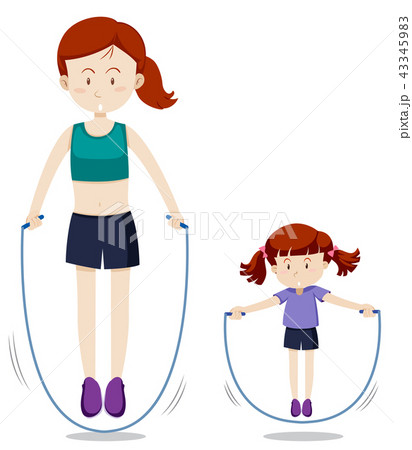 Mother And Daughter Jump Ropeのイラスト素材