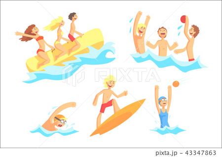 People On Summer Vacation At The Sea Playing And Having Fun With Water Sports On The Beach Series Of People On Summer Vacation At The Sea Playing And Having Fun With Water Sports On The Beach Series Of 43347863