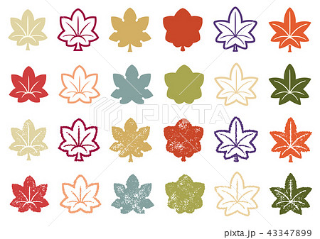 和風紅葉セット　はんこ 43347899