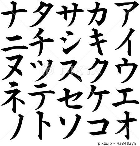 カタカナ文字 ア行 ナ行のイラスト素材