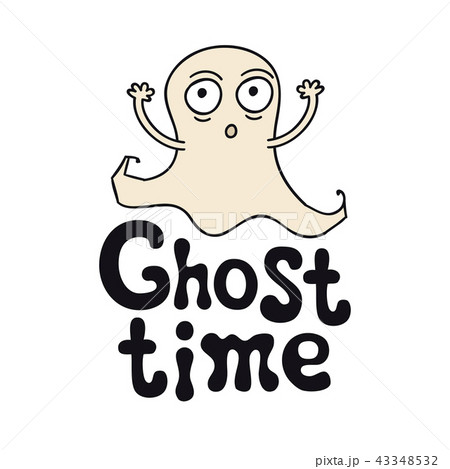 Ghost time. Halloween theme. Handdrawn lettering phrase. Design element for Halloween. Vector 43348532