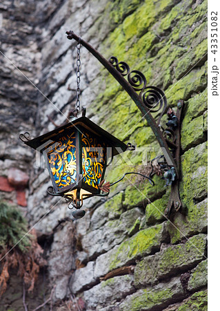 old street lamp on the house old street lamp on the house 43351082