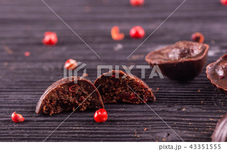 Handmade chocolates with pepper Handmade chocolates with pepper 43351555