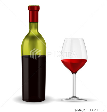 Open bottle of red wine with glass 43351685