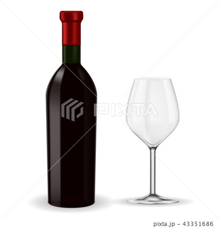 Bottle of red wine with empty glass Bottle of red wine with empty glass 43351686
