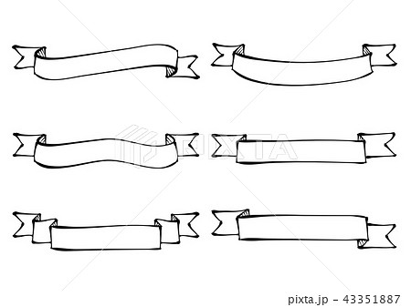 ペン画風 帯リボン セット 黒 のイラスト素材 43351887 Pixta