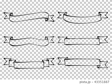 ペン画風 帯リボン セット 黒 のイラスト素材 43351887 Pixta