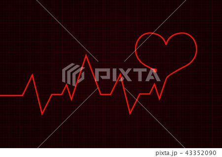 Heartbeat. Cardiogram graph with red heart 43352090
