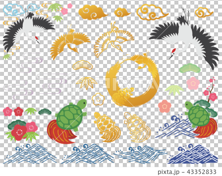 鶴と亀のパーツのセット 43352833