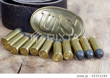 US Belt Buckle Civil War with revolver cartridges 43353284
