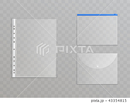 Vector transparent plastic files - office supplies, stationery Vector transparent plastic files - office supplies, stationery 43354815