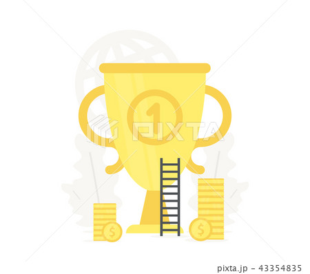 Big gold trophy illustration. Business presentations on white background. Success, champion, victory 43354835