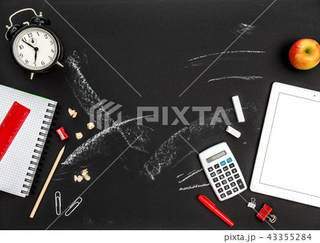 Tools supplies black chalkboard background Tools supplies black chalkboard background 43355284