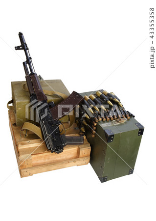 box of ammunition with AK rifle and ammunition box of ammunition with AK rifle and ammunition 43355358