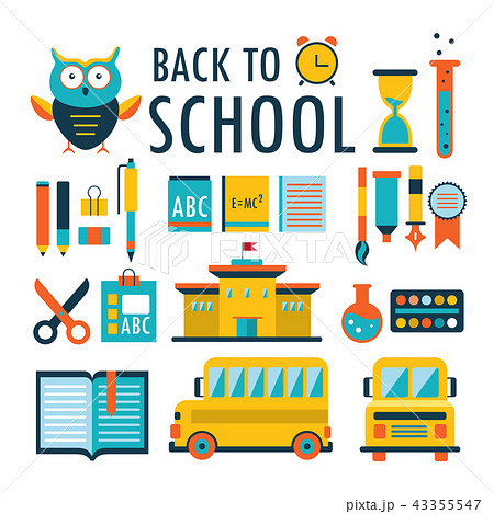 Back to school Flat design icons set isolated on white Part 2 43355547