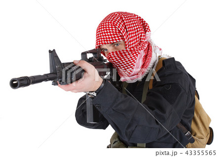 East Islamic rebel with assault rifle East Islamic rebel with assault rifle 43355565