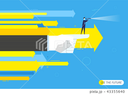 Businessman with telescope looking to the future. 43355640