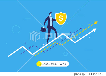 Businessman climbing graph, protects the shield 43355645