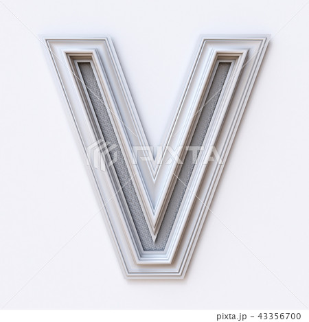 White picture frame font Letter V 3D 43356700
