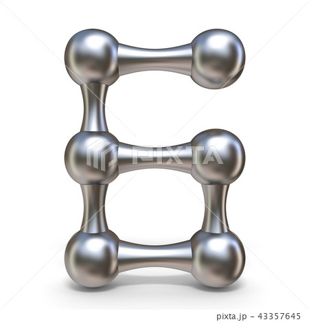Steel molecular font Number 6 six 3D Steel molecular font Number 6 six 3D 43357645