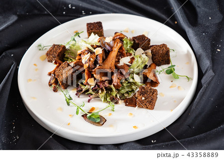 salad with rye bread and mushrooms salad with rye bread and mushrooms 43358889
