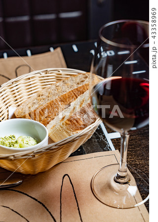 glass of wine and bread glass of wine and bread 43358969