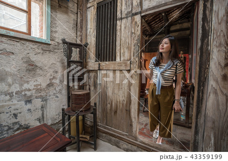 woman sightseeing the old ancient building. 43359199