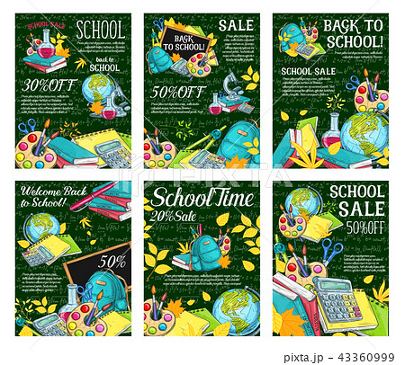 Back to School vector sale offer sketch posters 43360999